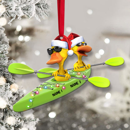 Kayaking Yellow Ducks -  Personalized Christmas Ornament - Gifts for Kayaking Lovers
