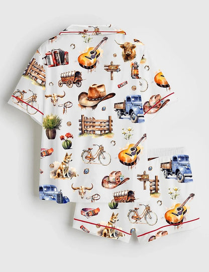 Women's Western Collection Short Sleeve Satin Pajama Set