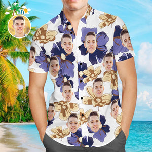 Custom Hawaiian Shirts Purple Flowers Design Aloha Beach Shirt For Men