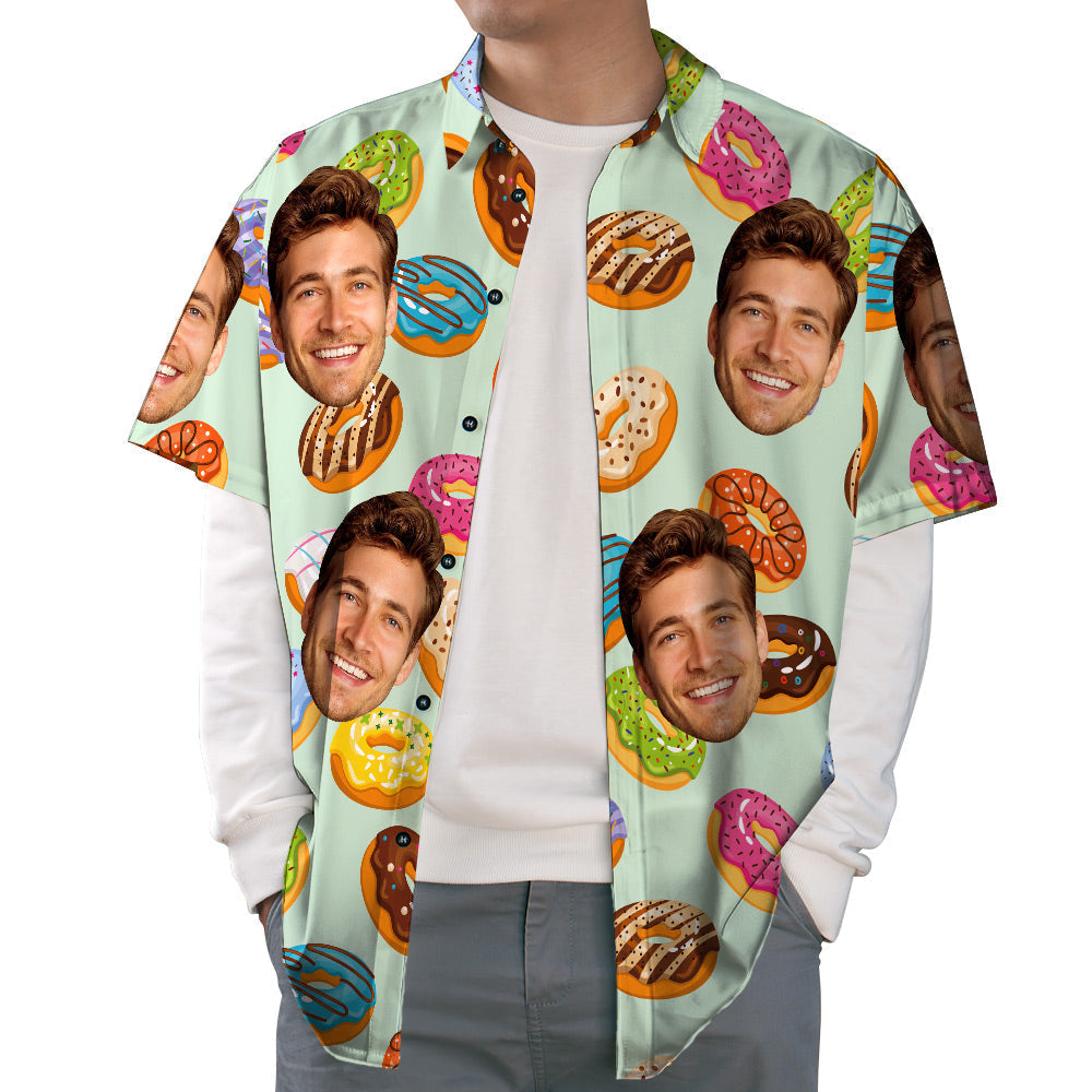 Léine Haváíais Aghaidh an Chustaim Donuts Corr-Trópaiceach Trá Samhraidh Léine Unisex