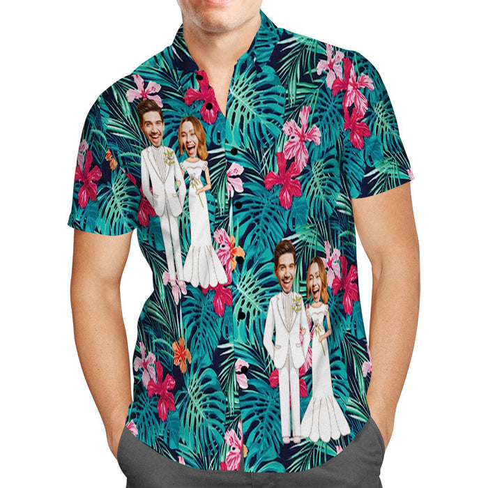 Anniversary Gifts,Custom Hawaiian Shirt Personalized Wedding Hawaiian Flower Shirt Best Wedding Gift