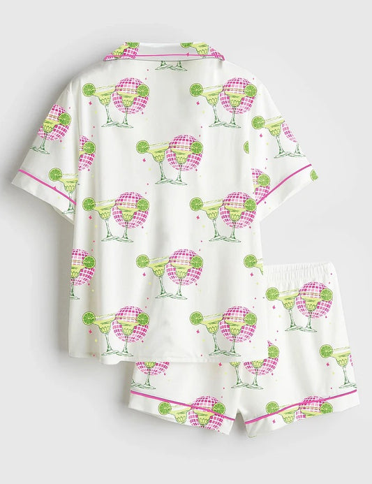 Women’s Margs and Matrimony Final Fiesta Wine Short Sleeve Satin Pajama Set