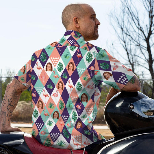 Léinte Haváís Saincheaptha Crann agus Flamingo Aloha Léine Trá Do na bhFear