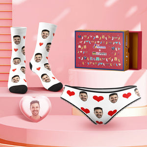 Custom Face Panties And Socks Set For Her Love Heart Co-Branding Set