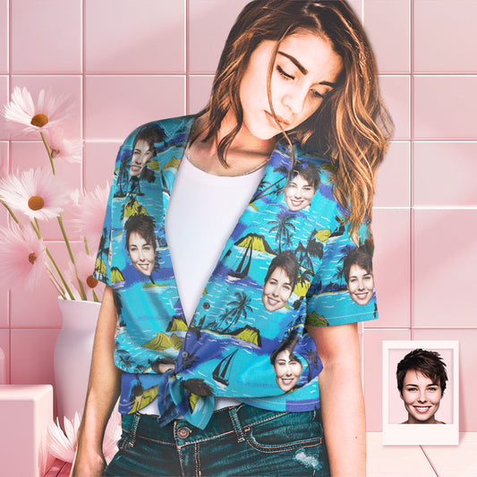 Léine Haváis Aghaidh Saincheaptha na mBan Ar fud Priontáil Duilleoga Móra Léine Muinchille Gearr