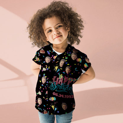 Léine Haváíais Custom Face Kid Bronntanas Breithlá Shona Léine Gearr Muinchille Shona