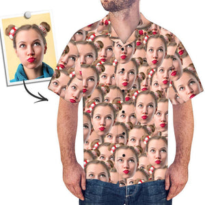 Custom Face Hawaiian Style Couple Outfit Face Mash Long Dress And Shirt Family Matching