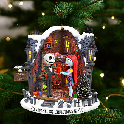 Spooky Couple Christmas Ornament - Personalized Gifts For Couple