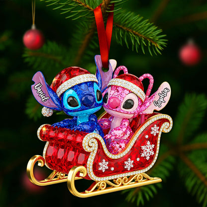 Alien Couple Sleigh Christmas Ornament - Personalized Christmas Gifts For Couple