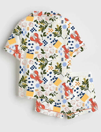 Women's Capri Design 502 Short Sleeve Satin Pajama Set