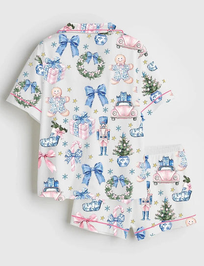 Women's Coquette Chinoiserie Christmas Satin Pajama Set