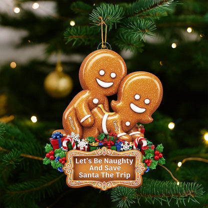 Naughty Gingerbread Couple Christmas Ornament - Personalized Gifts For Couple