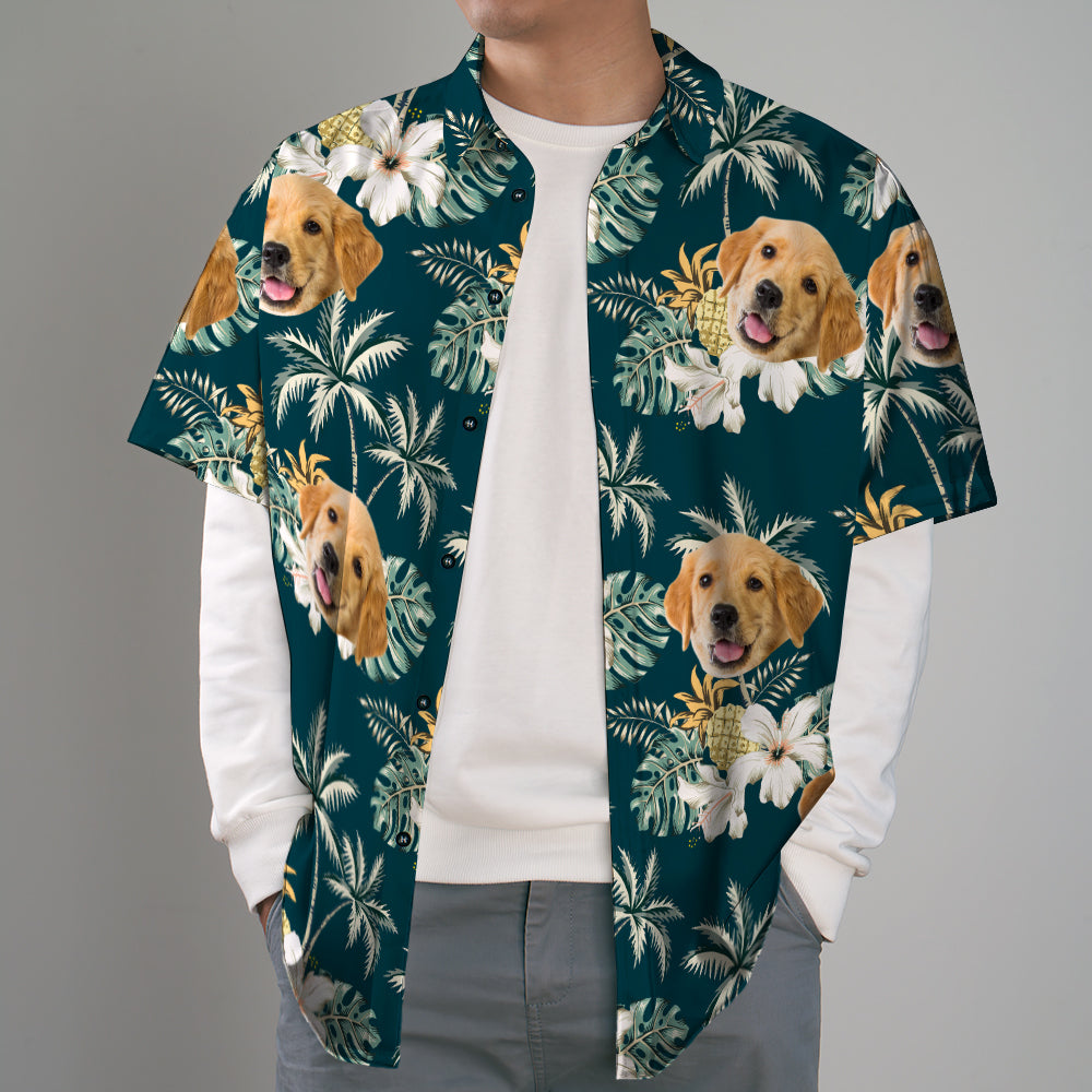 Custom Hawaiian Shirts with Pet Face Funky Vintage Hawaiian Shirt Casual Shirt for Gift