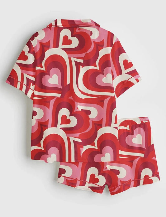 Women's Love Song Valentine's Day Long Sleeve Satin Pajama Set