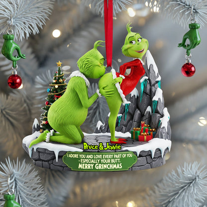 I Adore You - Personalized Christmas Gifts - Green Monster Couple Ornament