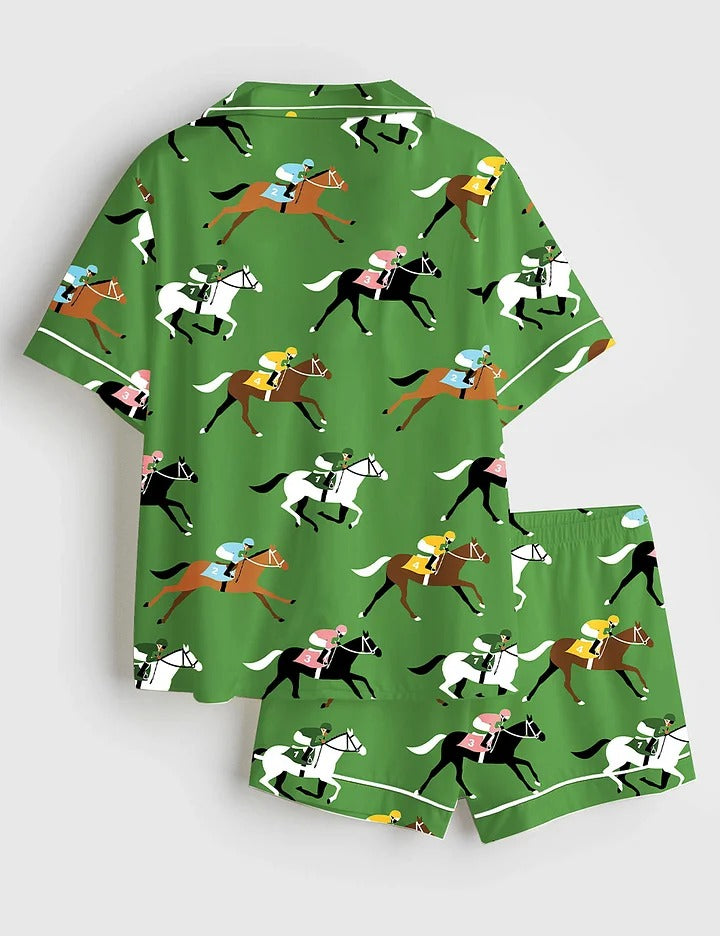 Women’s Kentucky Derby Day Short Sleeve Satin Pajama Set