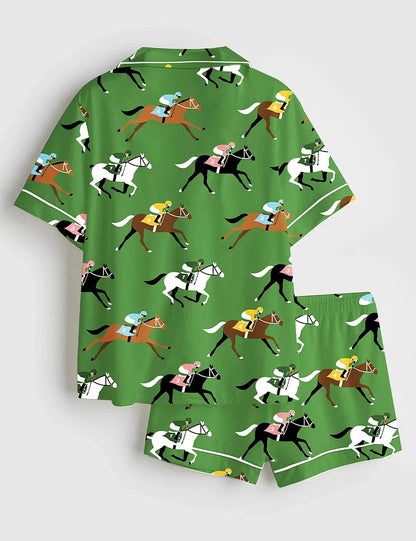 Women’s Kentucky Derby Day Short Sleeve Satin Pajama Set