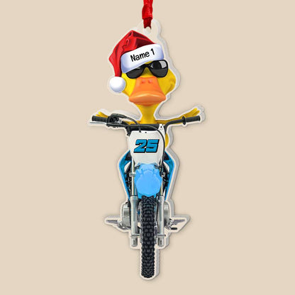 Gift For Motocross Lovers, Personalized Ornament, Motocross Duck Ornament, Christmas Gift