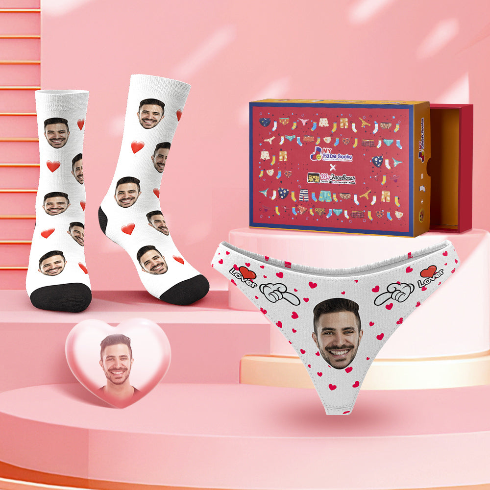 Custom Face Panties And Socks Set For Her Sweet Lover Co-Branding Set