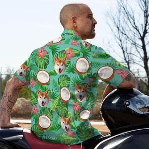 Custom Hawaiian Shirts Coconut Design Dog Face Aloha Beach Shirt For Men