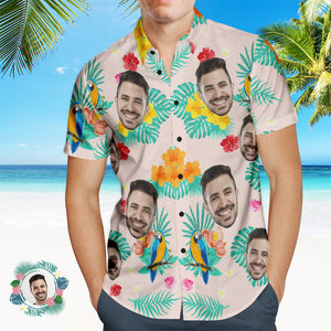 Custom Photo Hawaiian Shirt Beach Vacation Couple Wears Popular All Over Print Hawaiian Beach Shirt Holiday Gift Island Time