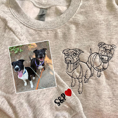 Custom Embroidered Sweatshirt, Custom Pet Portrait From Photo Shirt, Dog Portrait Shirt, Dog Mom Shirt, Cat Mom Hoodie, Personalized Gift