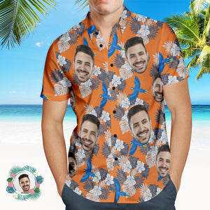 Custom Photo Hawaiian Shirt Beach Vacation Couple Wears Popular All Over Print Hawaiian Beach Shirt Holiday Gift Bird