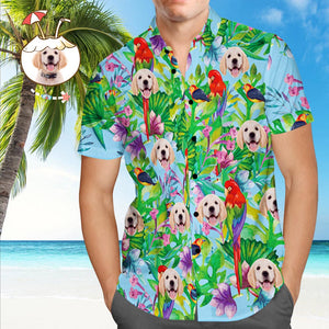 Custom Tropical Shirts with Face Custom Face Hawaiian Shirt Parrot Father's Day Shirt Gift for Dad