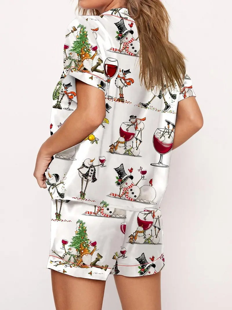 Winey Snowman Christmas Pajama Set