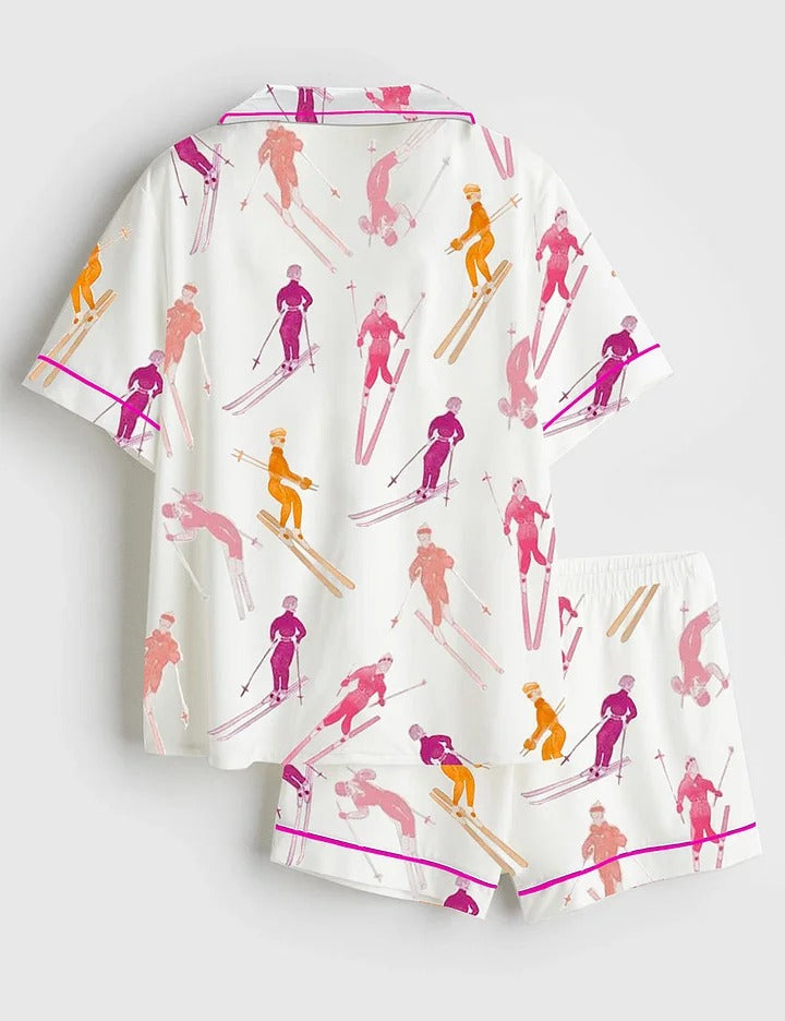 Women's Apre?s Ski Short Sleeve Satin Pajama Set