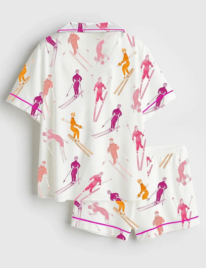 Women's Apre?s Ski Short Sleeve Satin Pajama Set