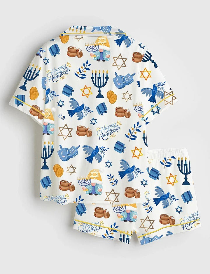 Women's Hanukkah Short Sleeve Satin Pajama Set