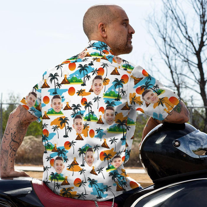 Custom Hawaiian Shirts Men Face Landscape Design Aloha Beach Shirt For Men