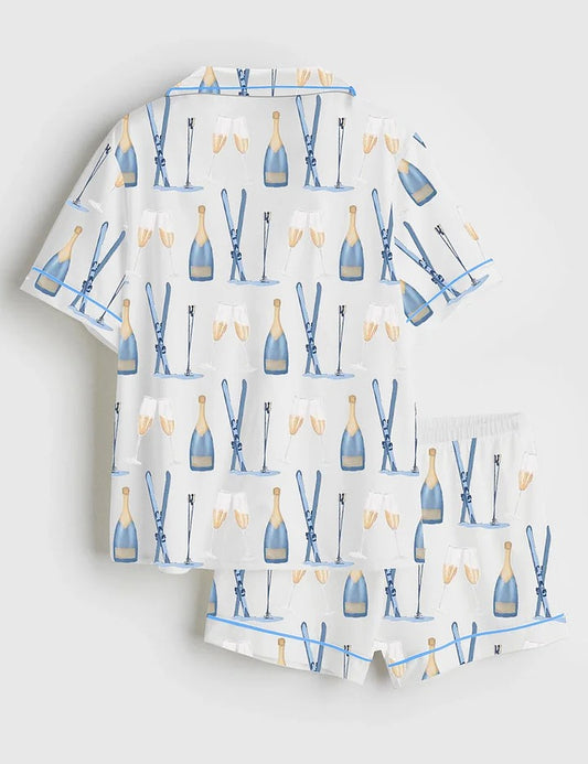 Women's Apre?s Ski Champagne Satin Pajama Set