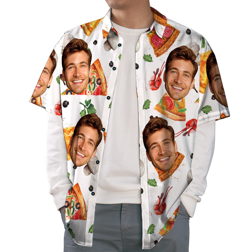 Léine Aghaidh Chustaim Pizza agus Mionta Duilleoga Léine Haváís Samhraidh Unisex