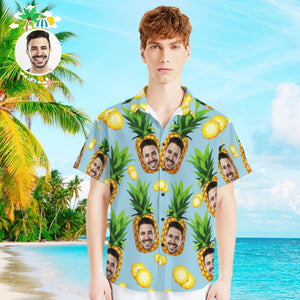 Custom Photo Shirt with Text Men's Hawaiian Shirt Big Pineapple