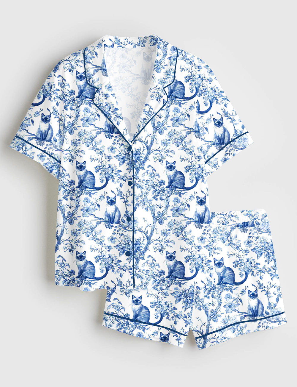 Women’s Siamese Cat Cat Lover Short Sleeve Satin Pajama Set