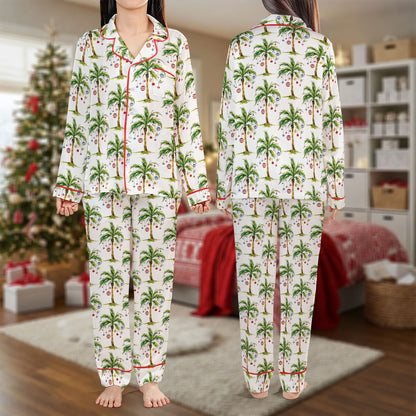 Tropical Christmas Pajama Set – Cute Palm Tree Pajamas | Cozy Pajama Gift for My Love HPRPJMADL-03