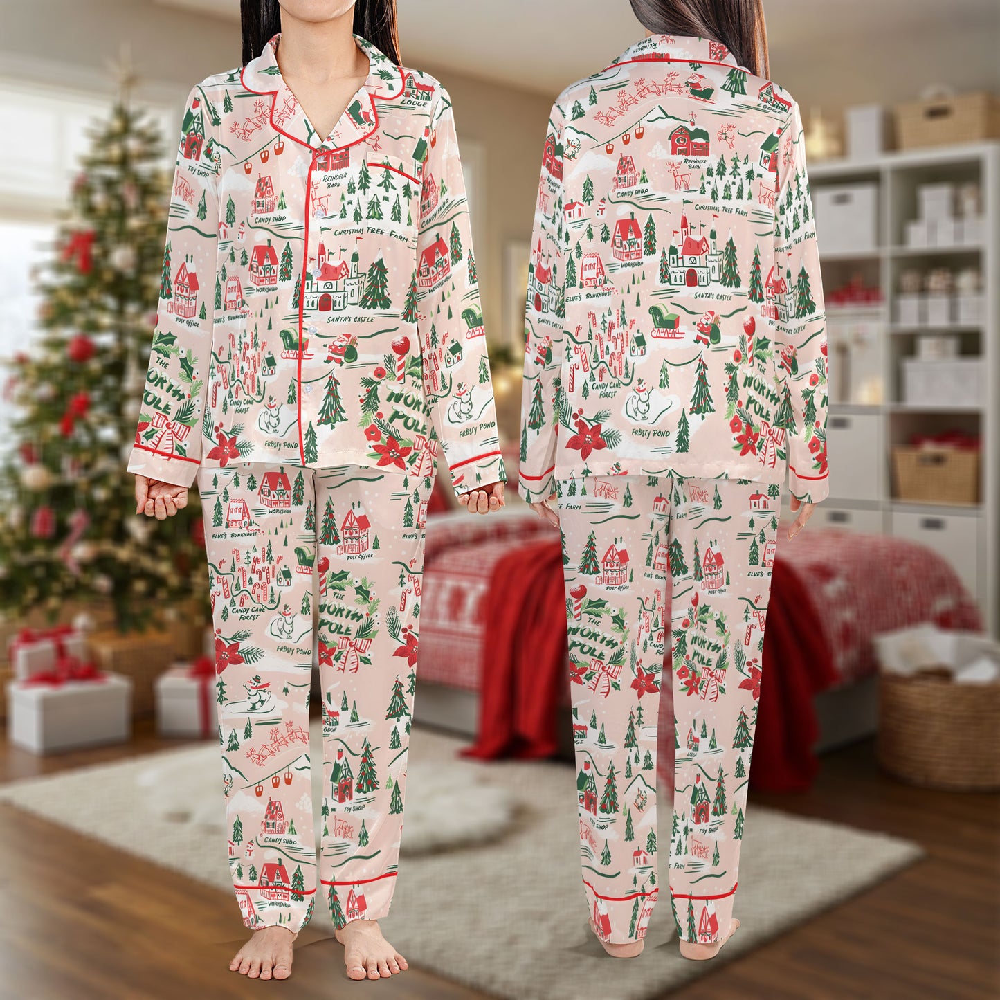 Cozy Christmas Village Pajama Set – Cute Holiday Pajamas | Perfect Pajama Gift for My Love HPRPJMADL-04