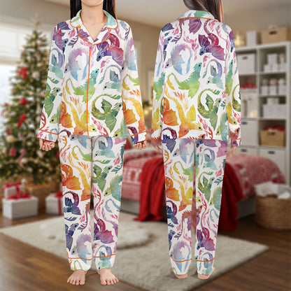 Colorful Abstract Christmas Pajama Set – Cozy Rainbow Pajamas | Holiday Sleepwear, Pajama Gift Set, Girl Pajamas, Cute Pajamas for My Love, Christmas Pajamas for Women HPRPJMADL-07
