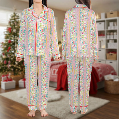 Sweet Candy Christmas Pajama Set – Cute Pastel Pajamas | Cozy Pajama Gift Set, Girl Pajamas, Holiday Sleepwear, Cute Pajamas for My Love, Christmas Pajamas for Women HPRPJMADL-10