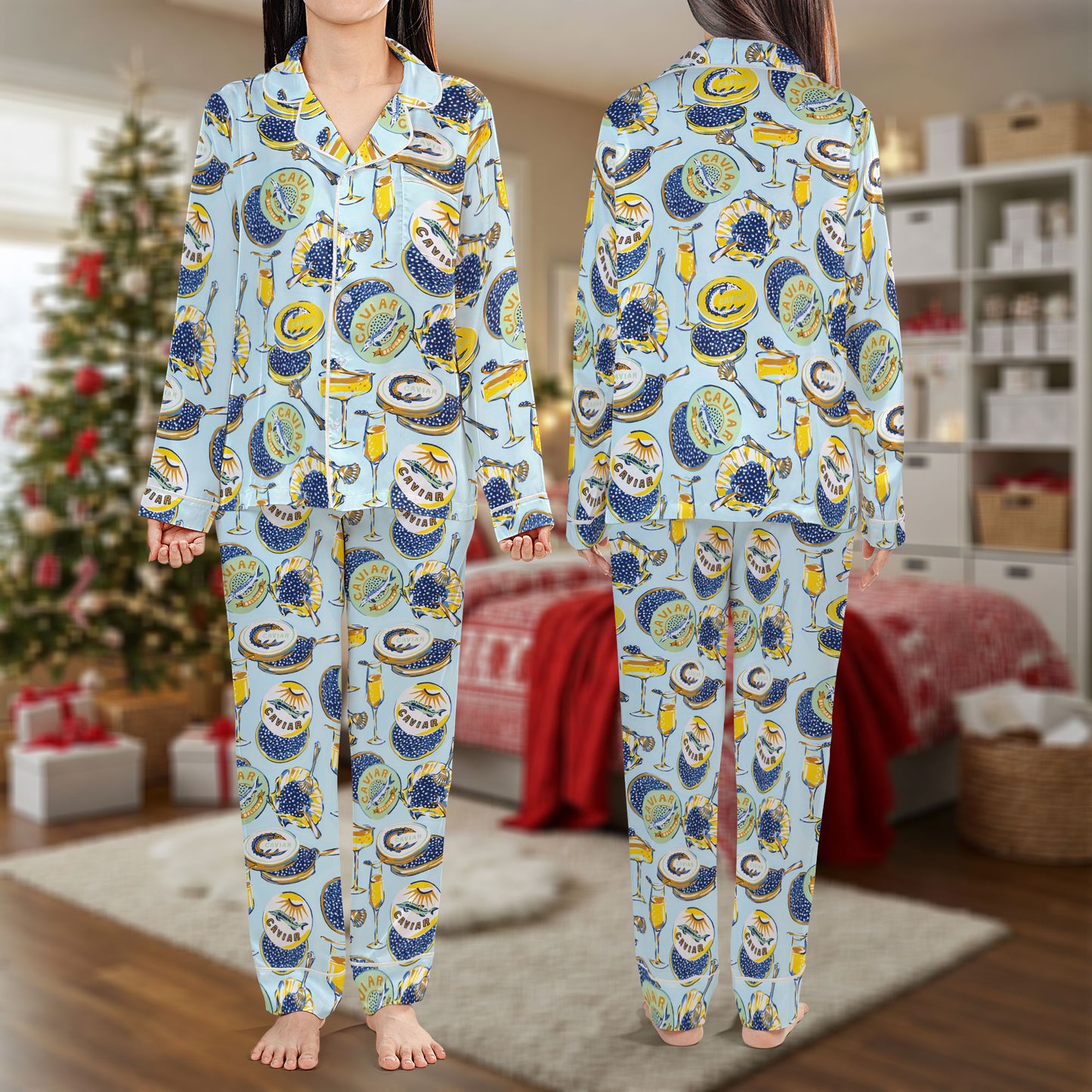 Champagne Party Pajama Set – Elegant Celebration Pajamas | Cozy Pajama Gift Set, Cute Pajamas for My Love, Family Pajamas for Women, Men, Kids & Youth HPRPJMADL-30
