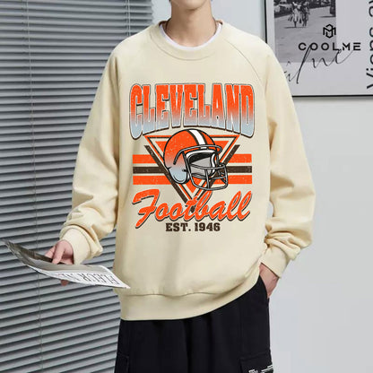 CLEVELEND FOOTBALL EST 1946 Football Sweatshirt, CLEVELEND FOOTBALL EST 1946 Shirt Retro Style 90s Vintage Unisex Crewneck, Graphic Tee Gift For Football Fan Sport