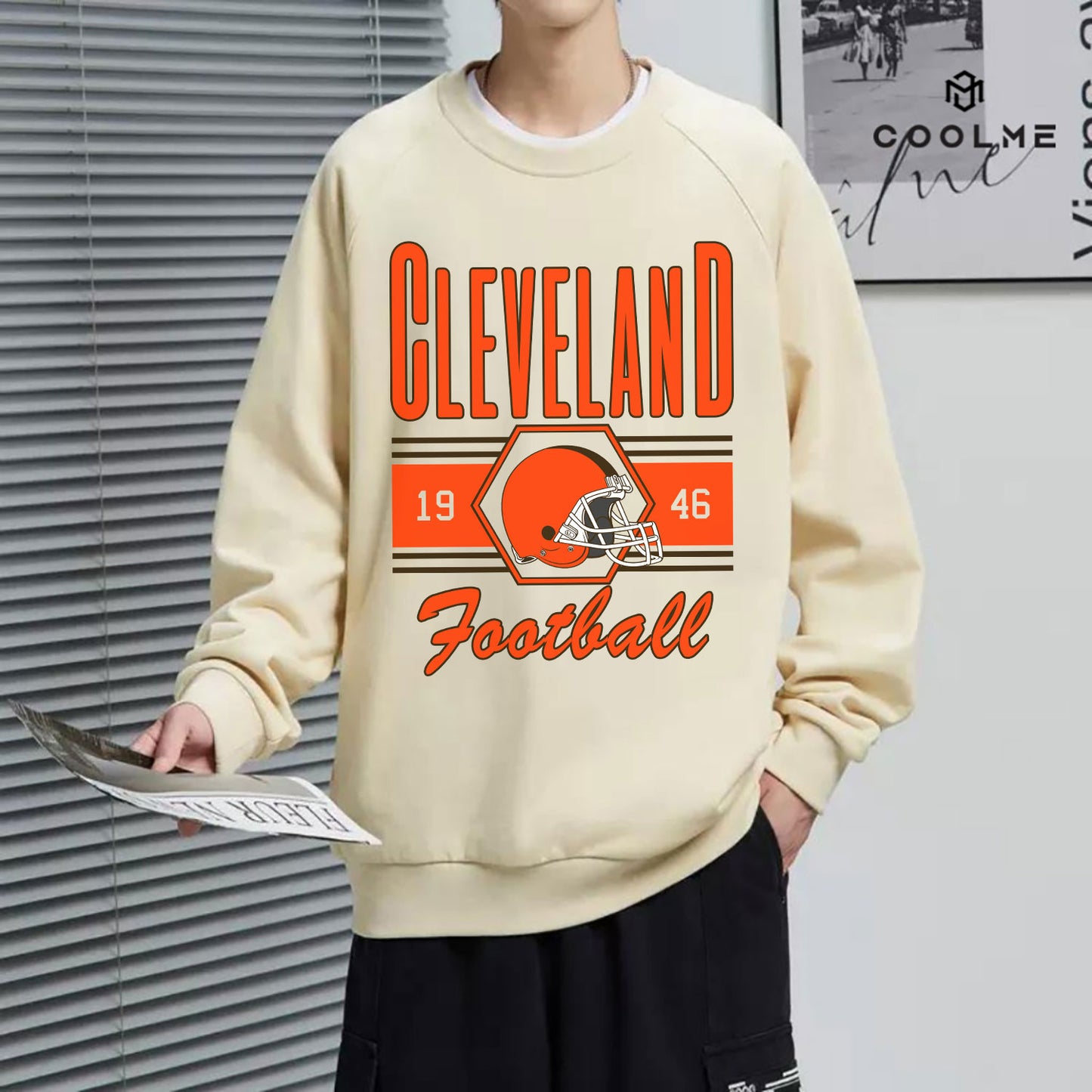 Cleveland Football Sweatshirt, Cleveland Shirt Retro Style 90s Vintage Unisex Crewneck, Graphic Tee Gift For Football Fan Sport