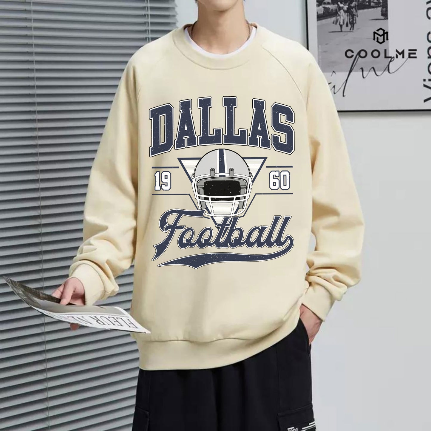 DALLAS 1960 Football Sweatshirt, DALLAS 1960 FOOTBALL Shirt Retro Style 90s Vintage Unisex Crewneck, Graphic Tee Gift For Football Fan Sport