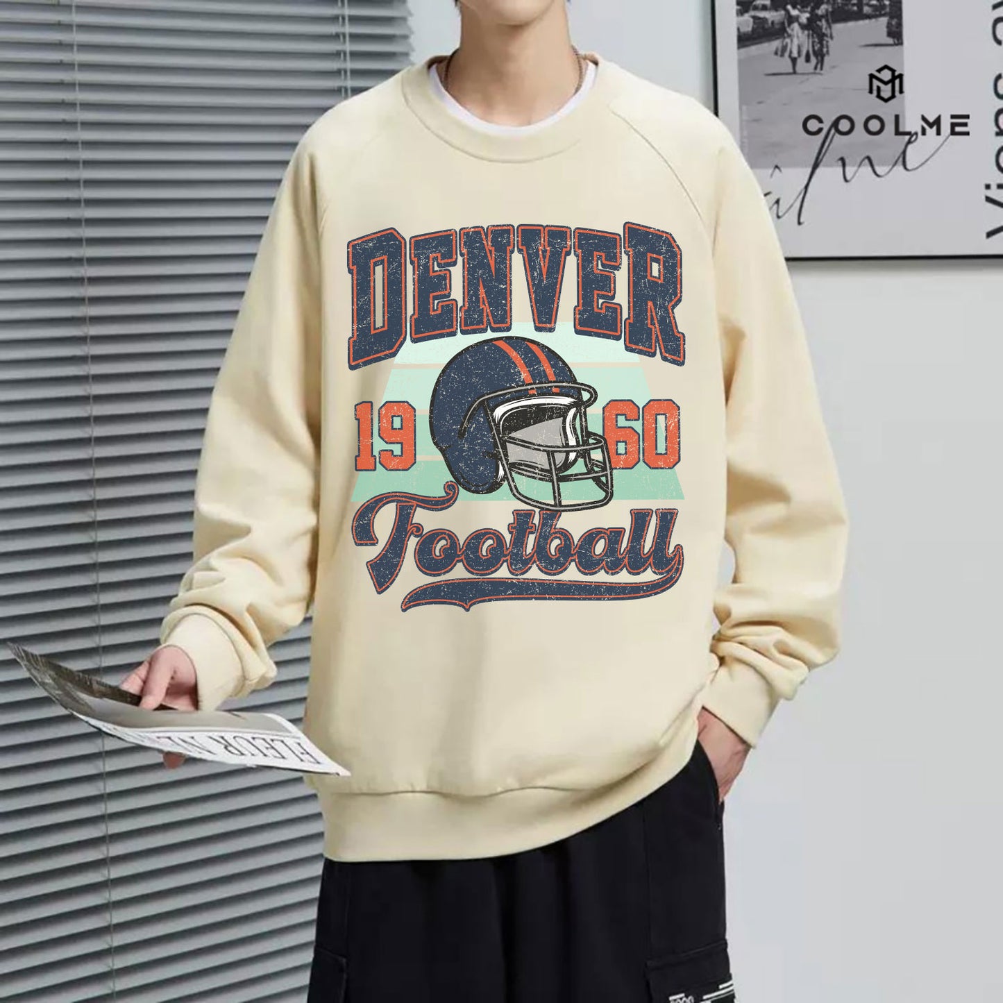 Denver Football Sweatshirt, Denver FOOTBALL Shirt Retro Style 90s Vintage Unisex Crewneck, Graphic Tee Gift For Football Fan Sport