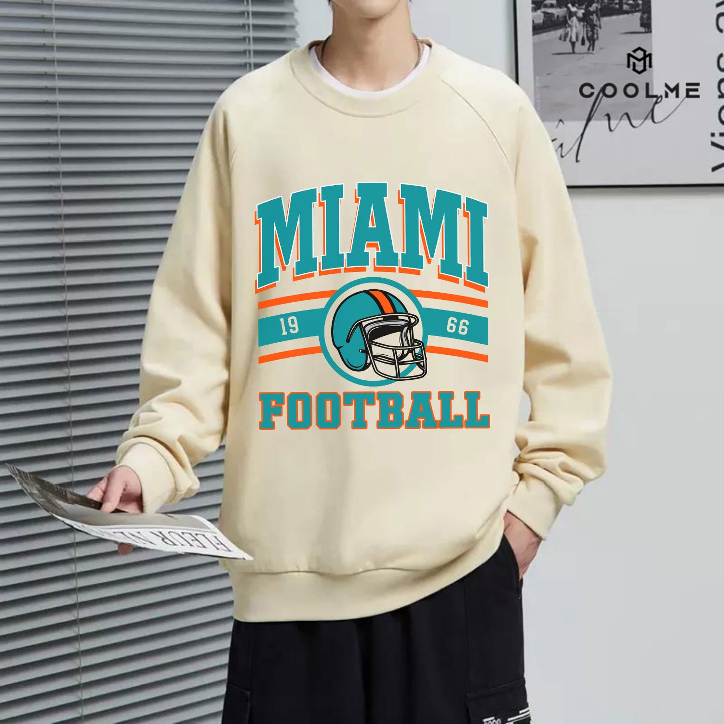 Miami FOOTBALL Sweatshirt, Miami FOOTBALL Shirt Retro Style 90s Vintage Unisex Crewneck, Graphic Tee Gift For Football Fan Sport