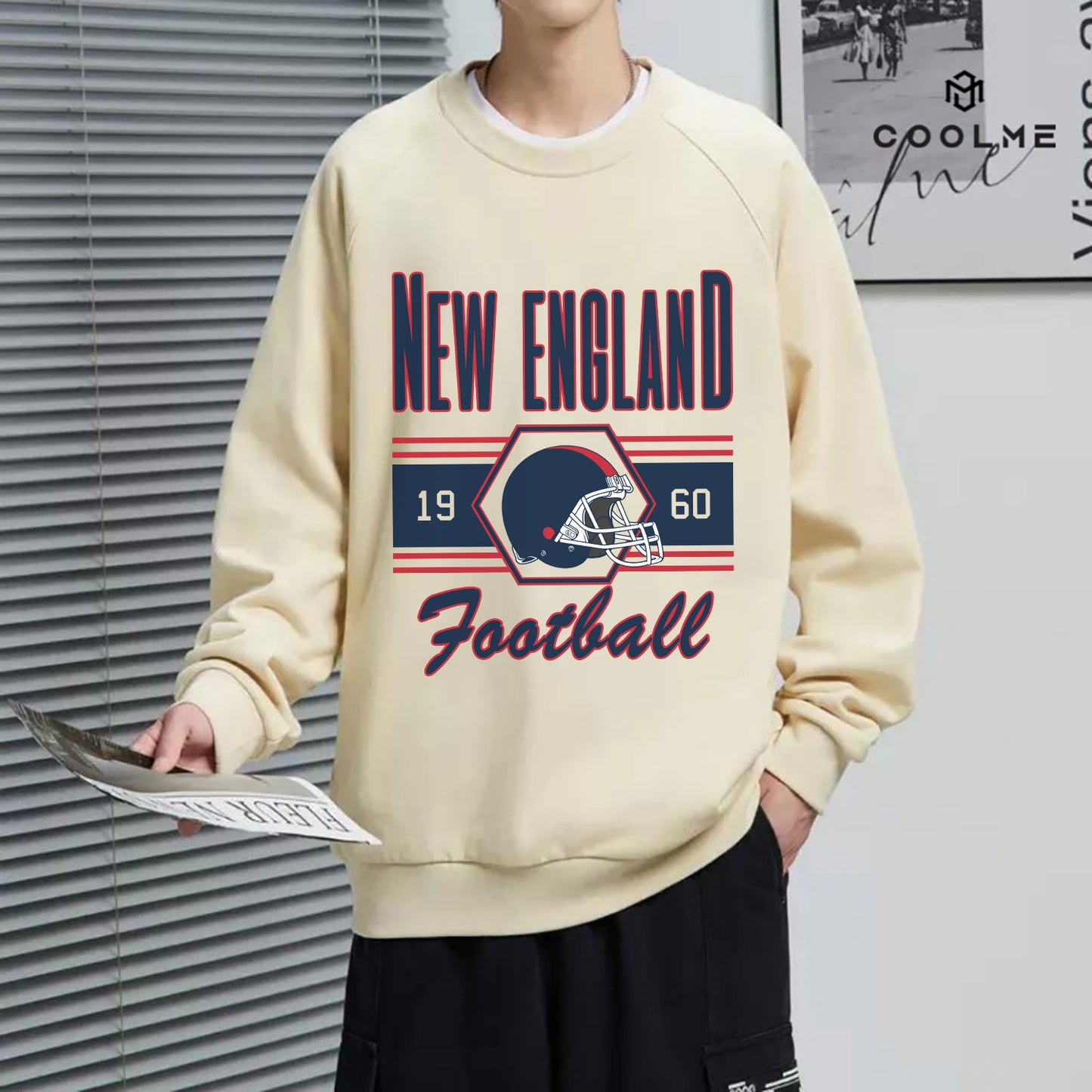New England FOOTBALL Sweatshirt, New England FOOTBALL Shirt Retro Style 90s Vintage Unisex Crewneck, Graphic Tee Gift For Football Fan Sport