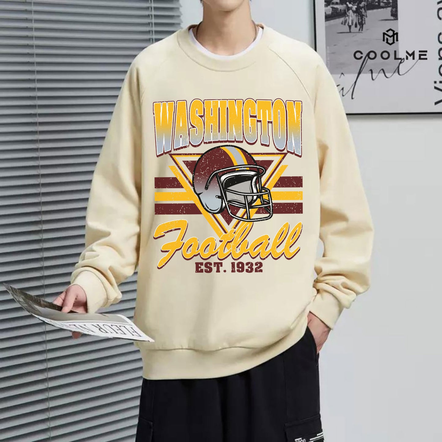 WASHINGTON FOOTBALL EST 1932 Sweatshirt, WASHINGTON FOOTBALL EST 1932 Shirt Retro Style 90s Vintage Unisex Crewneck, Graphic Tee Gift For Football Fan Sport