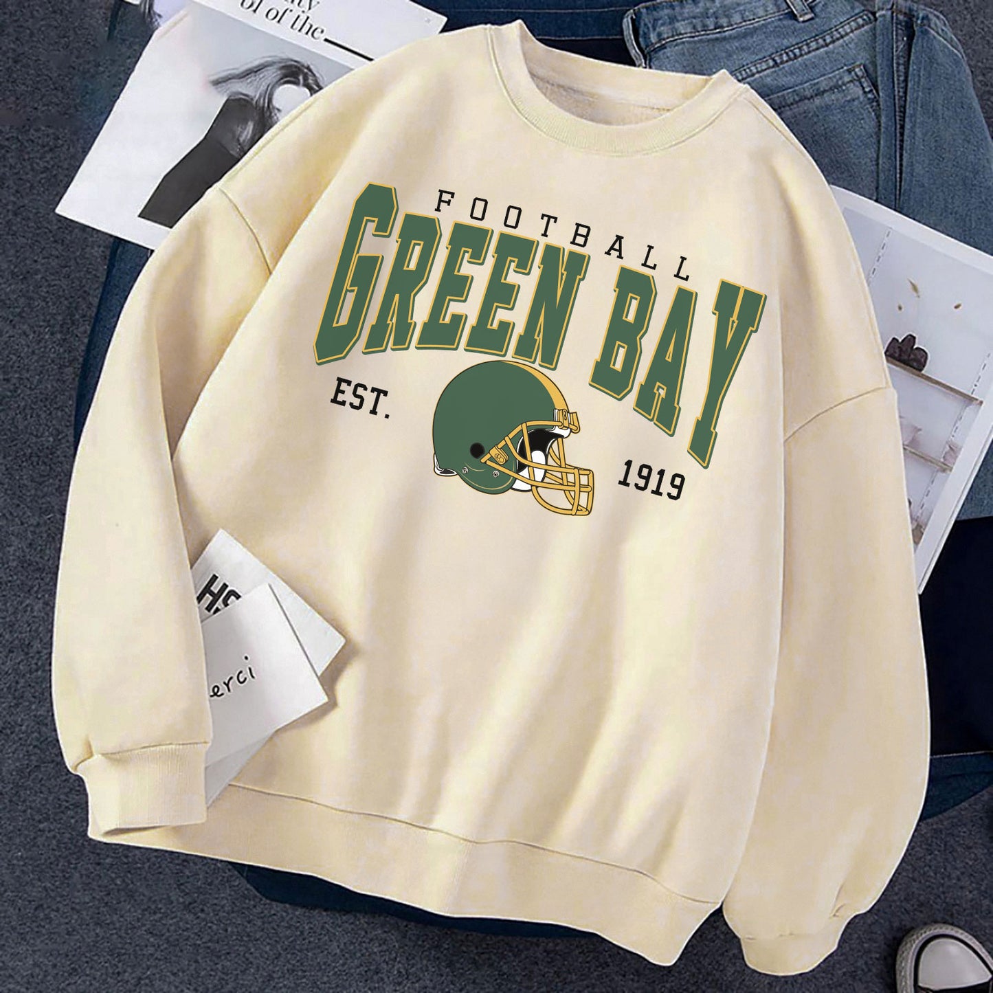GREEN BAY FOOTBALL EST 1919 Sweatshirt, GREEN BAY FOOTBALL EST 1919 Shirt Retro Style 90s Vintage Unisex Crewneck, Graphic Tee Gift For Football Fan Sport.